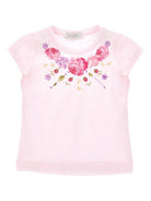 T-shirt per bambina Monnalisa rosa con stampa a fiori 11G605 7201 0090 MONNALISA KIDS 