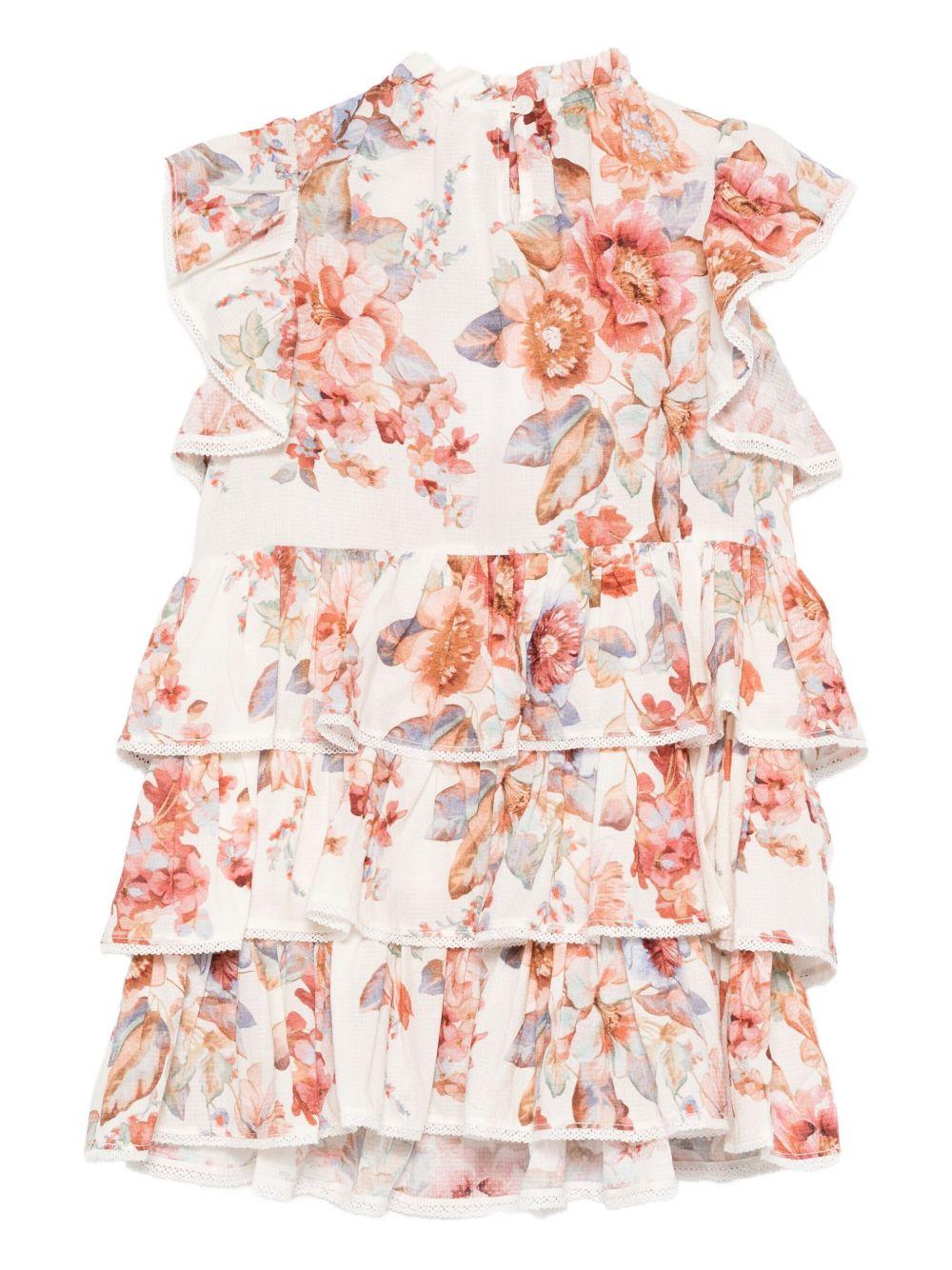 Abito per bambina Zimmermann Kids Awaken bianco a balze con volant 9491DR S261 ZIMMERMANN KIDS 