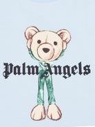 T-shirt per bambino Palm Angels Kids azzurra con stampa grafica PBAA002S26JER004 960 PALM ANGELS KIDS 