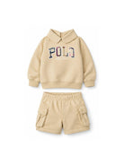 Set felpa e shorts per neonato Polo Ralph Lauren Kids beige con patch con logo 320B18460 001 Ralph Lauren kids 