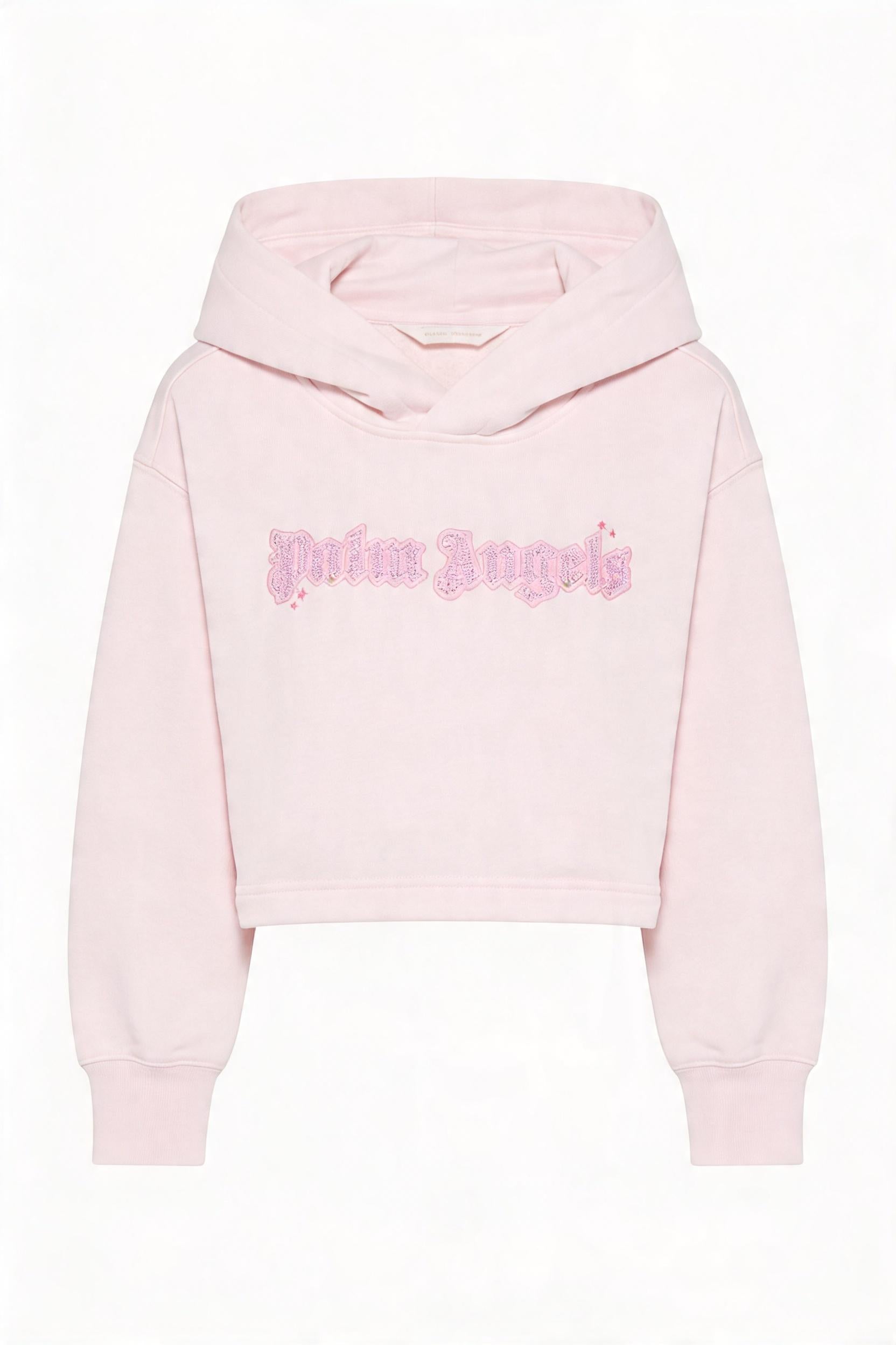 Felpa per bambina Palm Angels Kids rosa chiaro con logo impreziosito da strass PGBB006S26FLE001 042 PALM ANGELS KIDS 