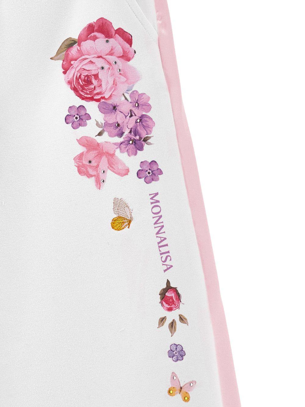 Pantaloni sportivi per bambina Monnalisa bianchi a fiori 19G405 7007 0099 MONNALISA KIDS 