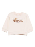 Felpe per neonati Fendi Kids beige con stampa grafica scoiattolo BUH091 5V0 F1P2N FENDI KIDS 