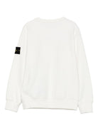 Felpa per bambino Stone Island Kids bianco con applicazione sulla manica L2S166100001S0A20 V0001 STONE ISLAND KIDS 