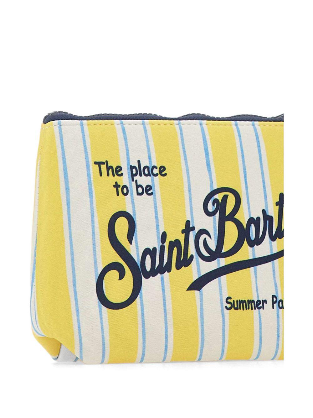 Pochette Aline MC2 Saint Barth bianca e gialla con motivo a righe ALIN001 03281L MC2 ST. BARTH KIDS 