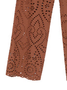 Pantaloni Inez per donna MC2 Saint Barth marroni con decorazioni ricamate IEN0002 01005L MC2 ST. BARTH 