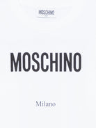 T-shirt per bambino Moschino Kids bianca con stampa logo H6M05GLAA23 10101 MOSCHINO KIDS 