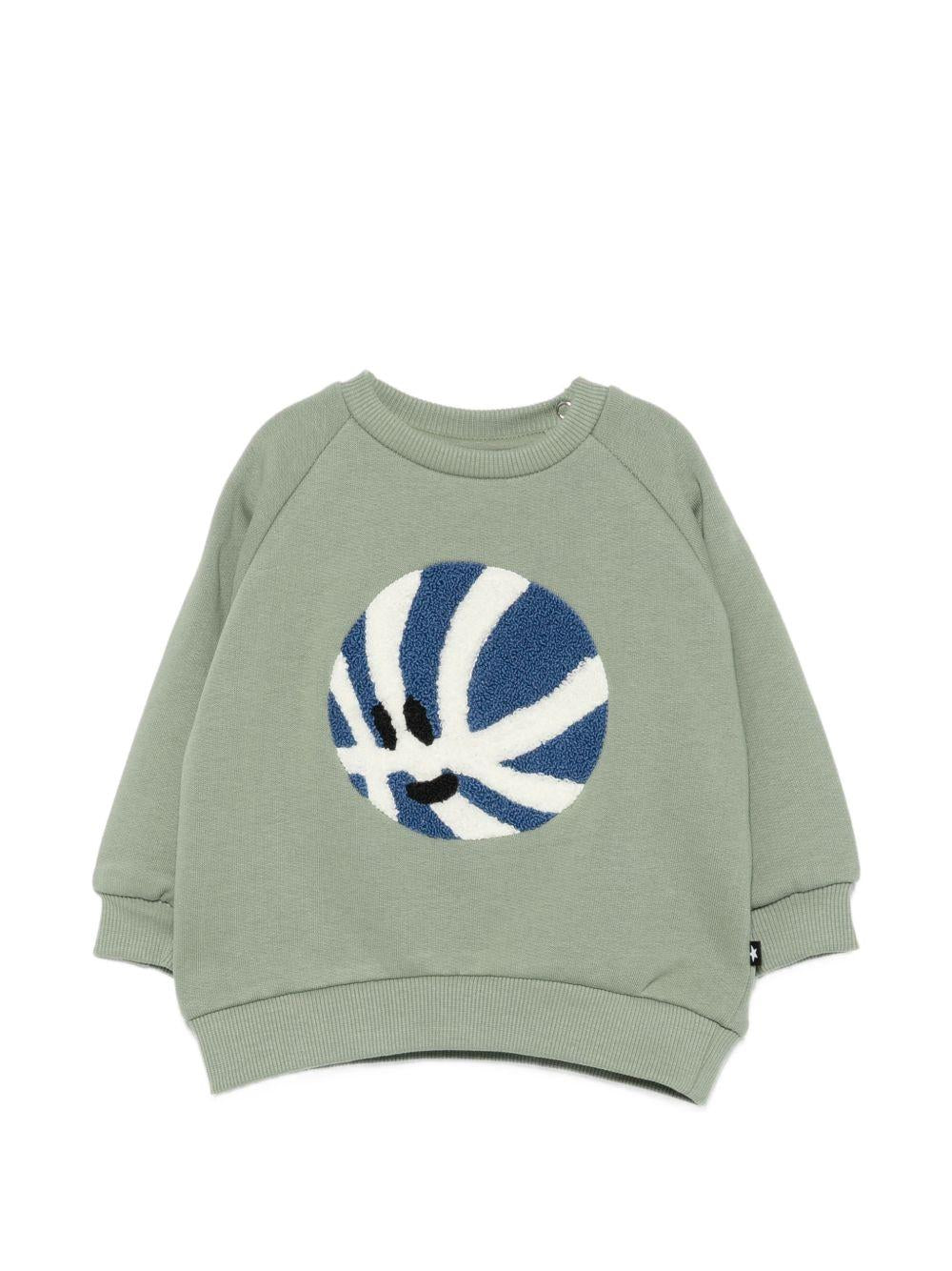 Felpa per neonato Molo Kids verde con patch 6W26J204 5720 MOLO KIDS 