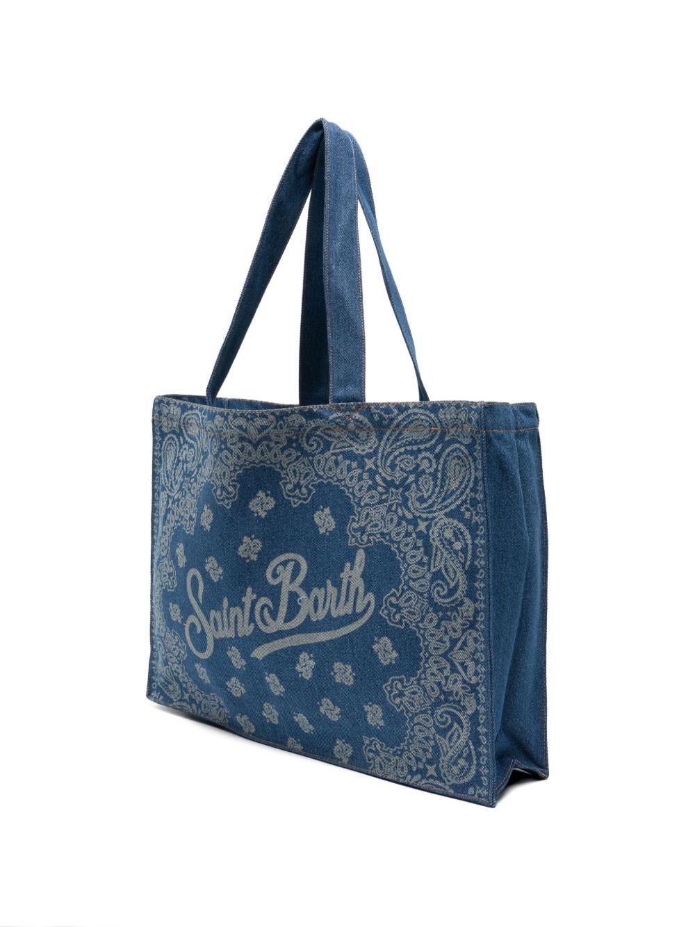 Borsa tote Essential Bag N MC2 Saint Barth denim con stampa paisley e logo stampato EBAGN006 00780L MC2 ST. BARTH KIDS 
