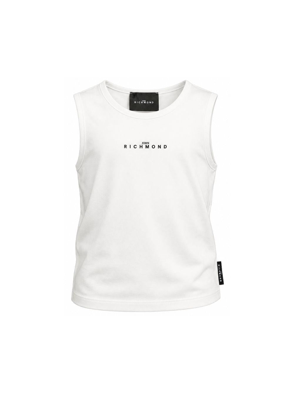 Canotta per bambina John Richmond Junior bianca con dettaglio logo RGP26004CN OFF-WHITE JOHN RICHMOND KIDS 