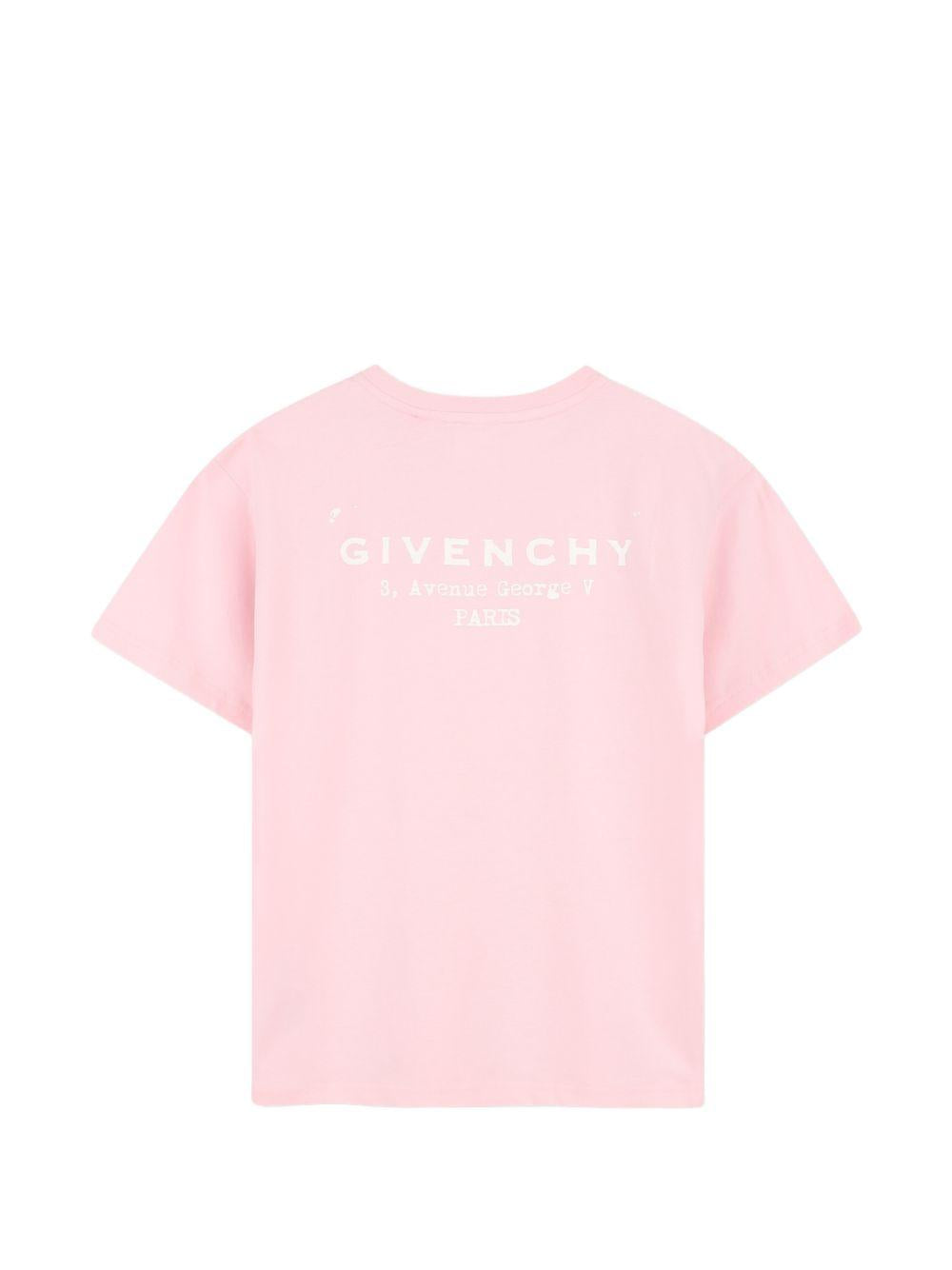 T-shirt per bambina Givenchy Kids rosa girocollo in cotone H31075 44Z GIVENCHY KIDS 