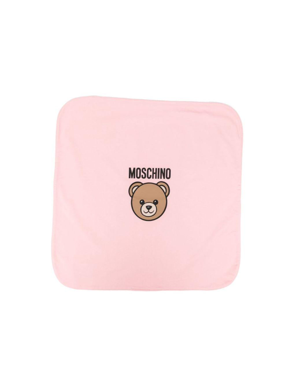 Coperta per neonata Moschino Kids rosa con stampa Teddy Bear MUB00MLCA19 50209 MOSCHINO KIDS 