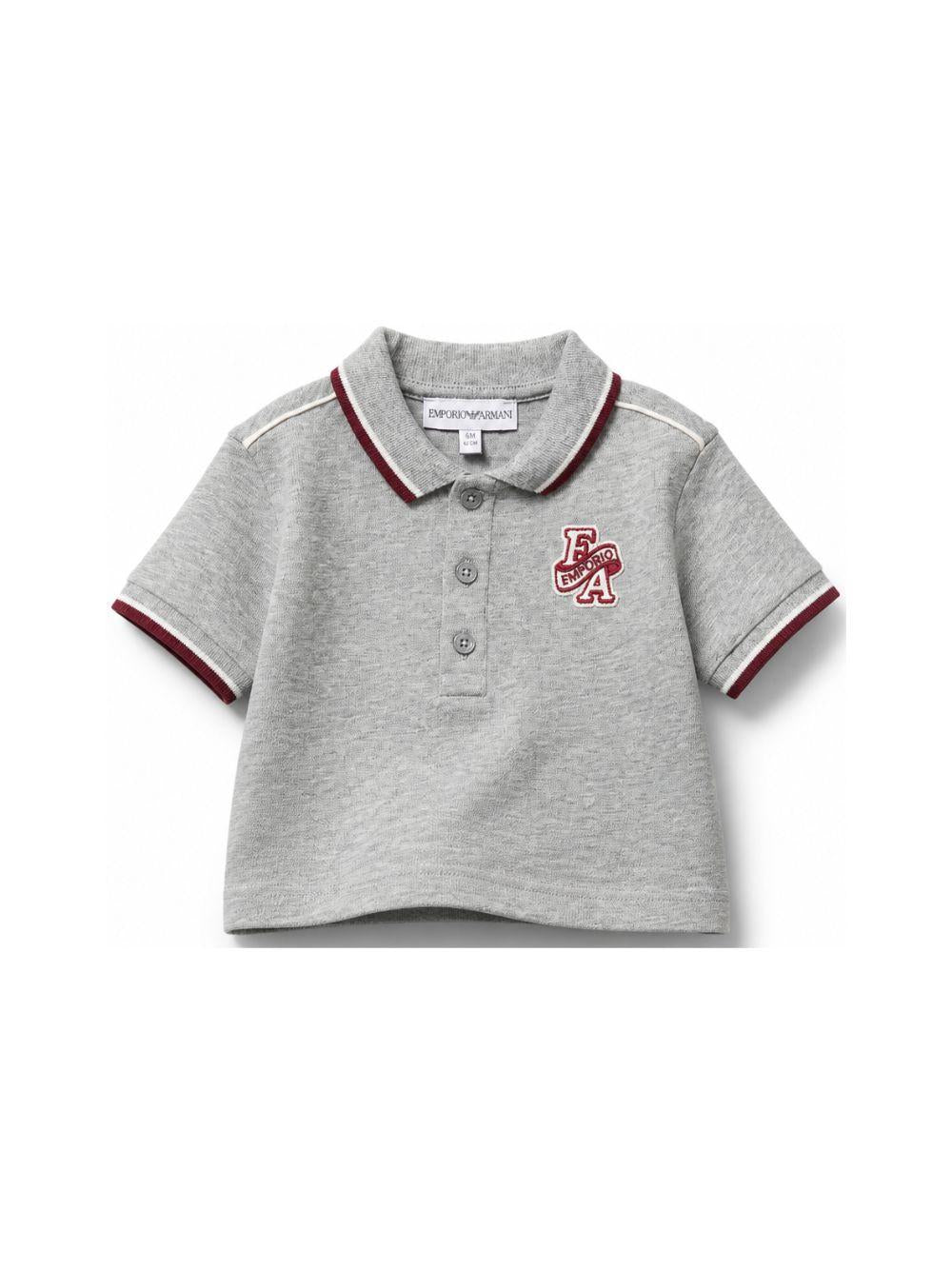 Polo per neonato Emporio Armani Kids grigia con patta logo sul petto EB001452 AF13715 O8042 EMPORIO ARMANI KIDS 