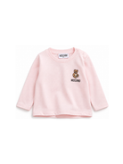 T-shirt per neonata Moschino Kids rosa con ricamo Teddy Bear MUO01DLAA10 50209 MOSCHINO KIDS 