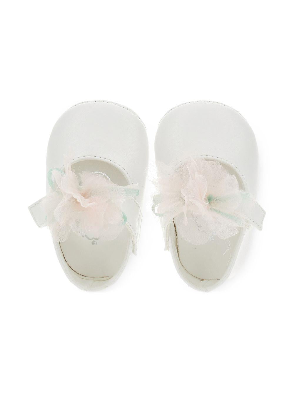 Scarpine primi passi per neonata Monnalisa bianche con applicazione a fiore 73G001 7768 0001 MONNALISA KIDS 