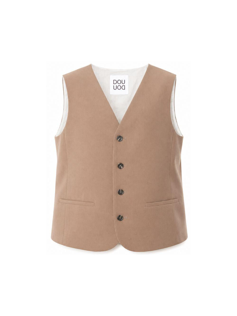 Gilet per bambino Douuod Kids beige con bottoni frontali DY2P82 I0292 334 DOUUOD KIDS 