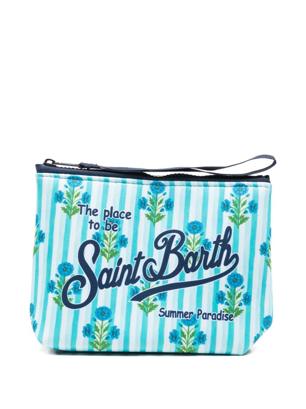 Pochette Aline MC2 Saint Barth azzurra con logo sul davanti ALIN001 00904L MC2 ST. BARTH 