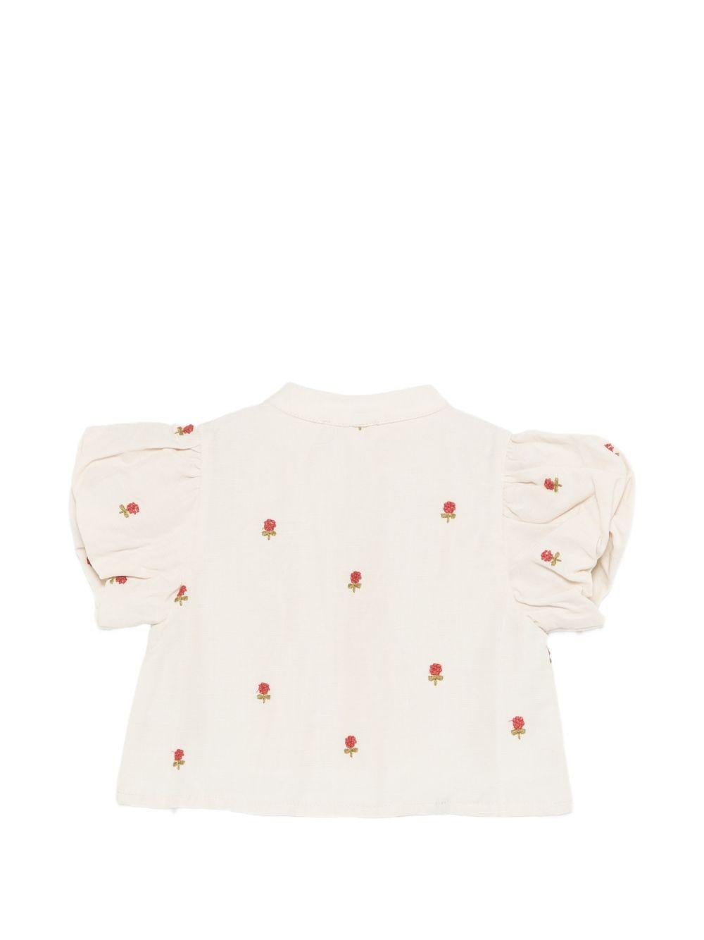 Blusa per neonata Donsje beige con ricamo floreale all-over 4113001 00037 DONSJE KIDS 