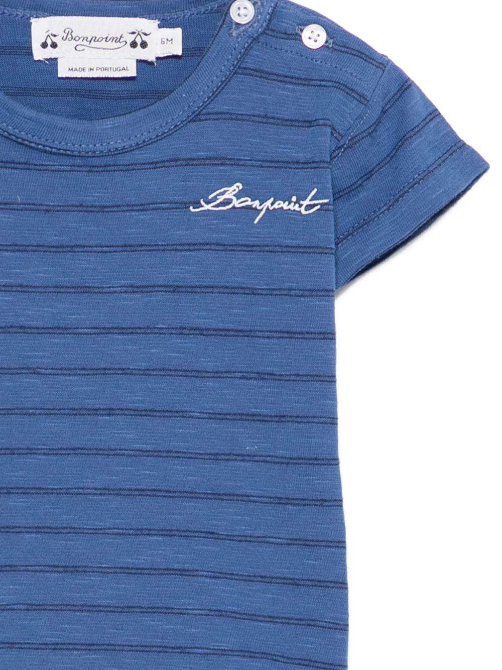 T-shirt per neonato Bonpoint blu con design a righe S06YTSK00005 273 BONPOINT KIDS 