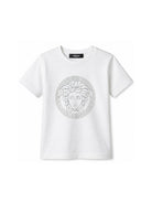 T-shirt per bambini Versace Kids bianca con stampa medusa sul davanti 10002391A11718 2W270 VERSACE KIDS 