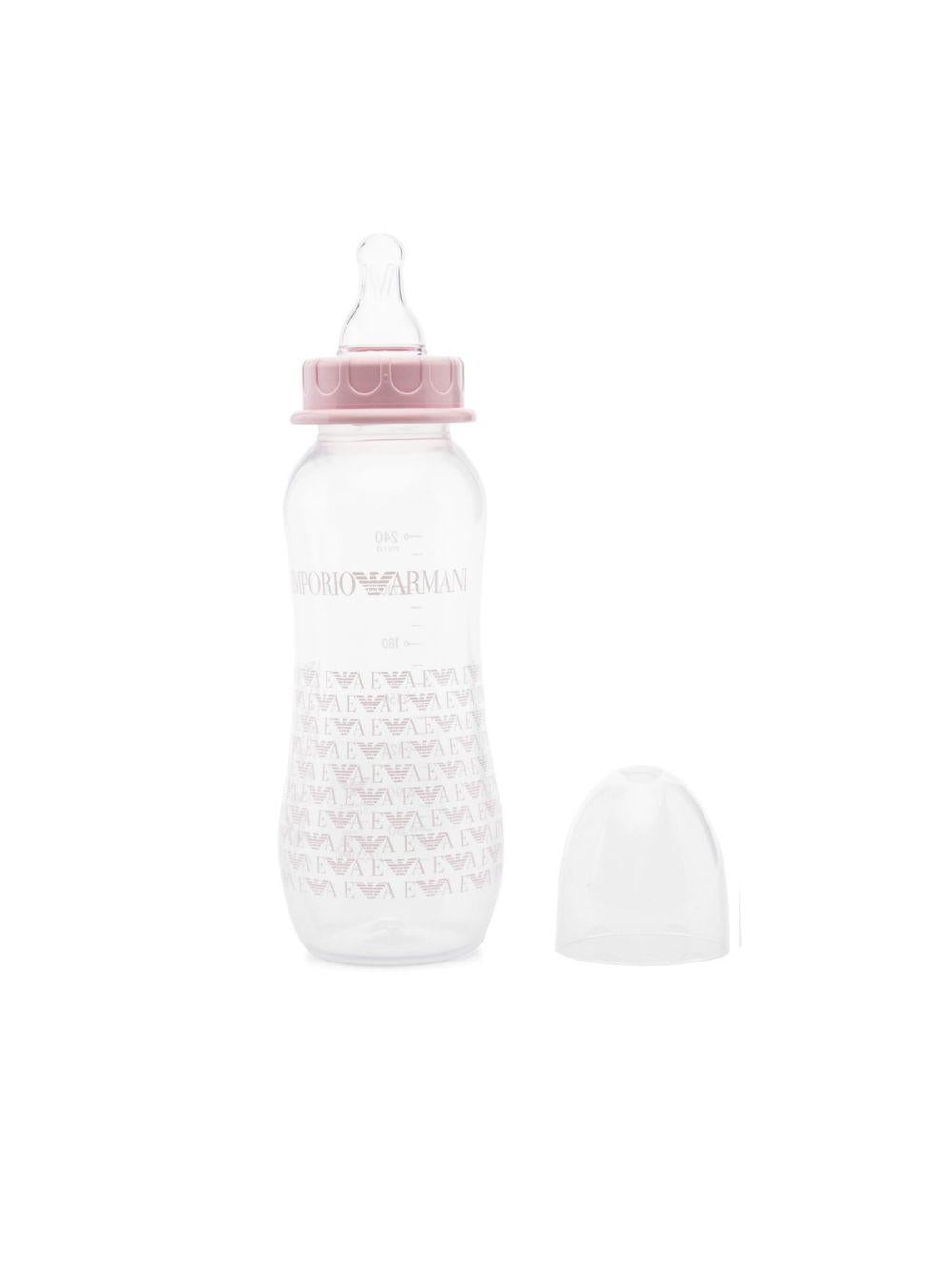 Set biberon per neonata Emporio Armani Kids rosa con stampa con monogramma 409172 CC919 00372 EMPORIO ARMANI KIDS 