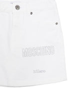 Gonna per bambina Moschino Kids bianca con logo decorato<BR/> HBJ03MLSC00 10101 MOSCHINO KIDS 