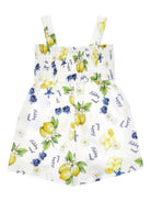 Tuta corta Holiday Mood per bambina Monnalisa bianco con stampa grafica all-over 11G201 7624 0099 MONNALISA KIDS 