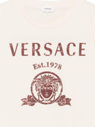 T-shirt per bambino Versace Kids beige con stampa grafica 10249461A18123 2YE00 VERSACE KIDS 