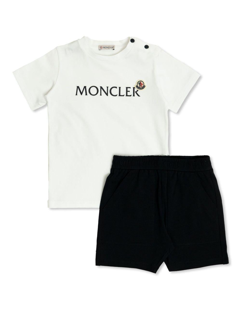 Set t-shirt e shorts per neonato Moncler Enfant multicolore con stampa logo sul davanti L19518M0000989AUM 002 MONCLER KIDS 