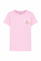 T-shirt per bambina Moschino Kids rosa con stampa Teddy sul davanti HWM058LAA01 51473 MOSCHINO KIDS 