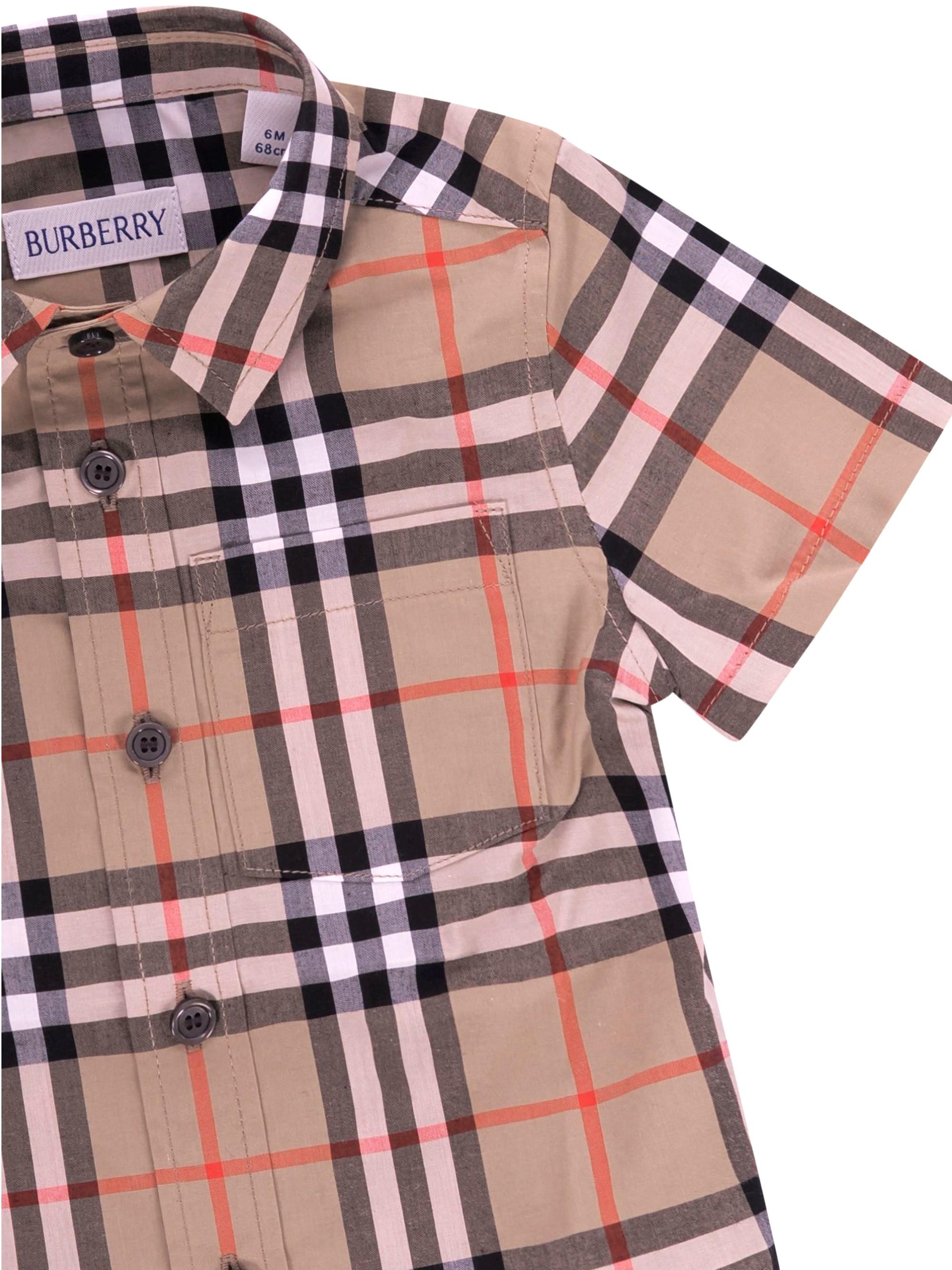 Camicia neonato Burberry Kids beige  con motivo a quadri 8121244 B9368 BURBERRY KIDS 