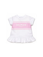 Abito per neonata Balmain Kids bianco con ruches BY1001 Z3672 100RS BALMAIN KIDS 