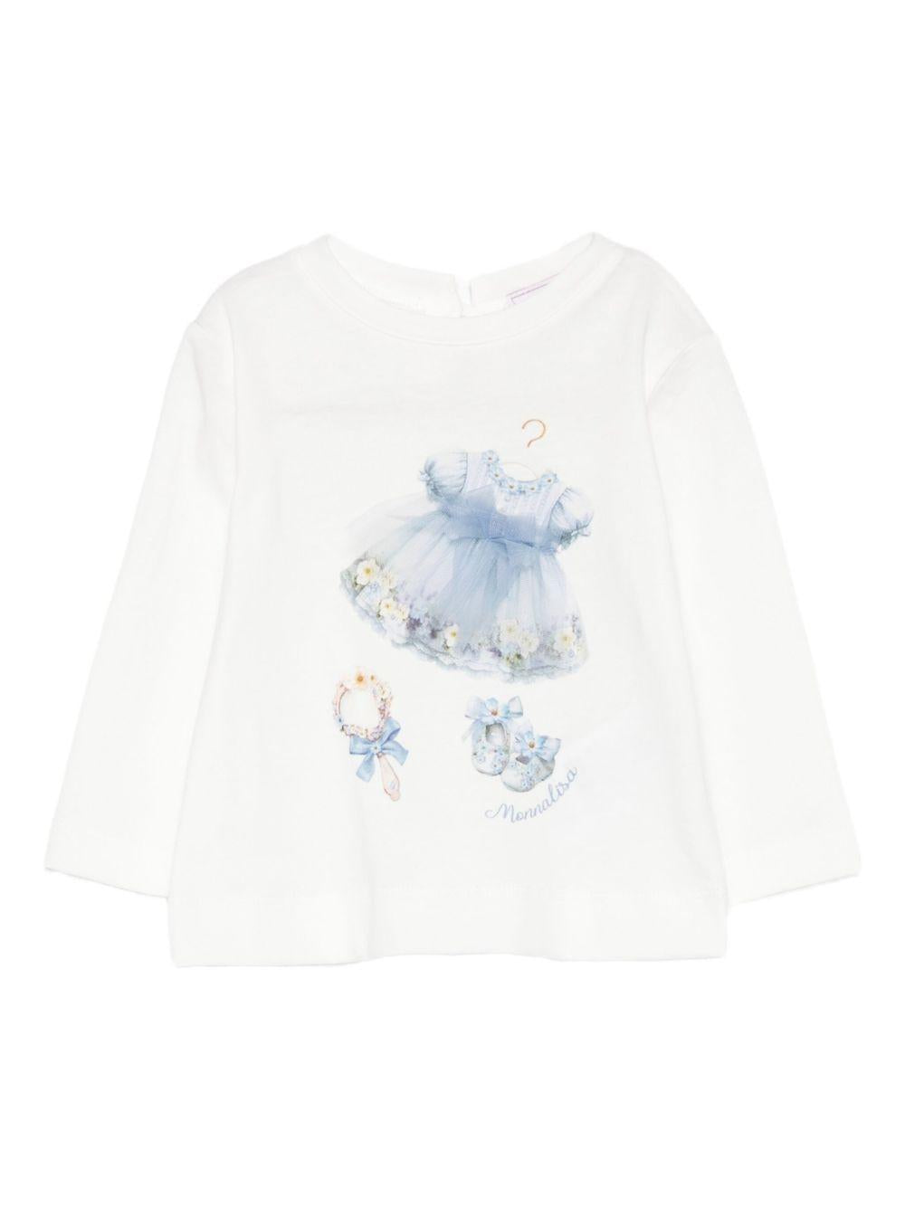 T-shirt per neonata Monnalisa bianca con stampa grafica 39F611 6005 0158 MONNALISA 