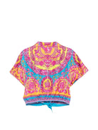 Camicia per bambina Versace Kids rosa con design barocco 10199581A16902 5PF70 VERSACE KIDS 