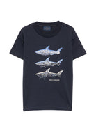 T-shirt per bambino Paul & Shark Kids blu con stampa grafica WRM00HLAA02 42370 PAUL & SHARK KIDS 