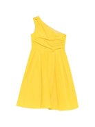 Abito monospalla per bambina Elisabetta Franchi La Mia Bambina giallo plissettato EFAB6740TV033 2033 ElISABETTA FRANCHI KIDS 