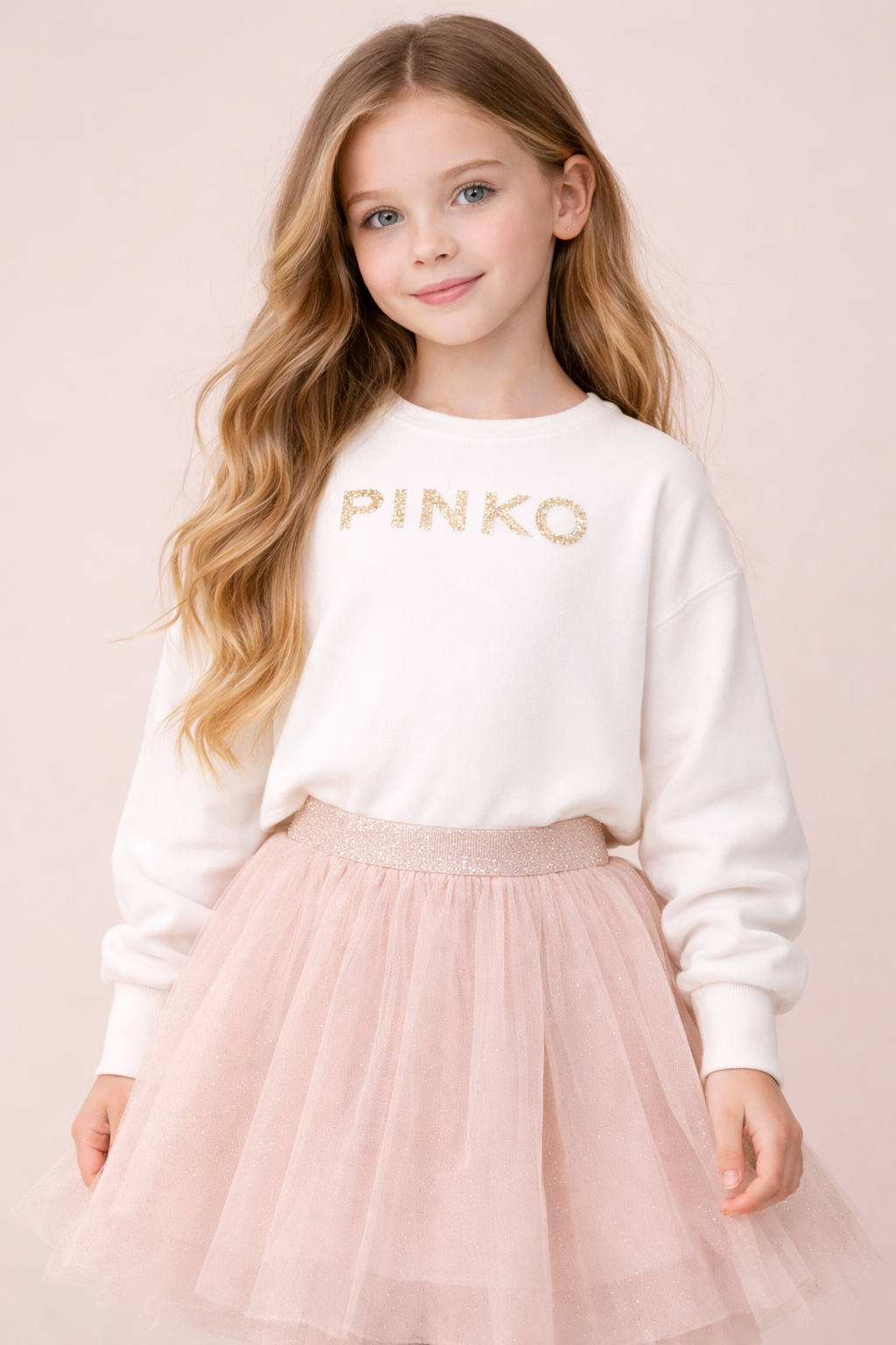 Felpa per bambina Pinko Kids bianca con stampa logo KFFE0290FF016 1071 PINKO KIDS 