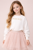 Felpa per bambina Pinko Kids bianca con stampa logo KFFE0290FF016 1071 PINKO KIDS 