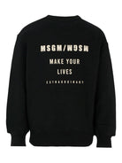 Felpa per bambino MSGM Kids nero con stampa logo F5MSJBSW214 110 MSGM KIDS 