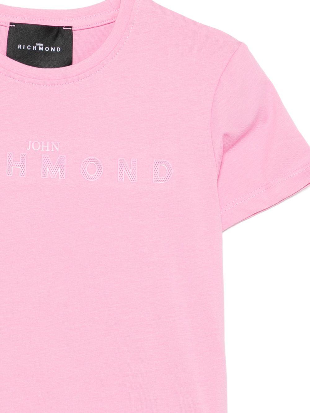 T-shirt per bambina John Richmond Junior rosa con dettaglio logo RGP26017TS PINK BEGONIA JOHN RICHMOND KIDS 
