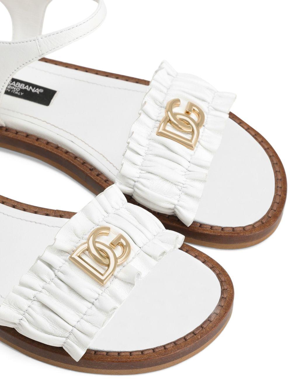 Sandali per bambina Dolce & Gabbana Kids bianchi con placca logo D11372 A1850 80001 DOLCE & GABBANA KIDS 