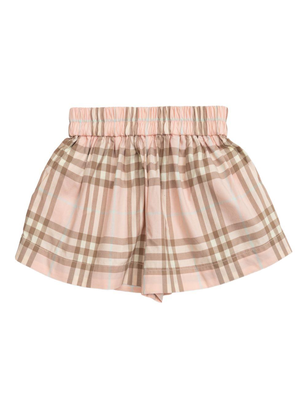 Shorts per neonata Burberry Kids rosa con motivo a quadri 8121226 C4170 BURBERRY KIDS 