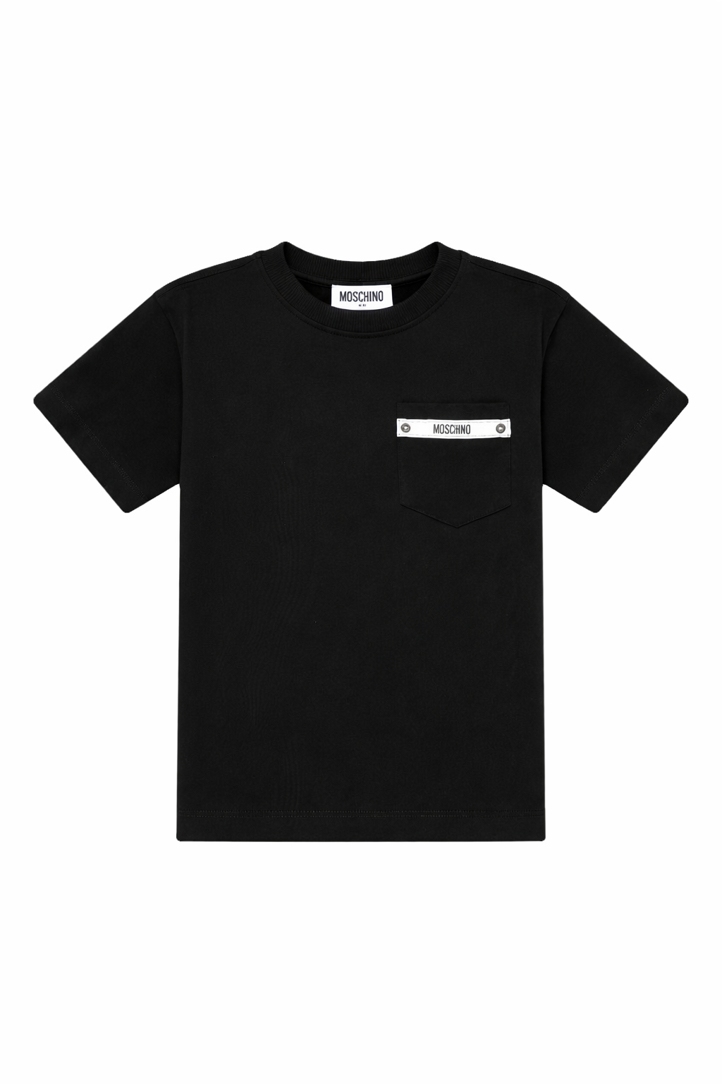 T-shirt per bambino Moschino Kids nera con taschino sul petto HUM05MLAA01 60100 MOSCHINO KIDS 