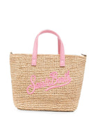 Borsa Mini City MC2 Saint Barth beige con ricamo logo sul davanti RAFC003 00415L MC2 ST. BARTH KIDS 