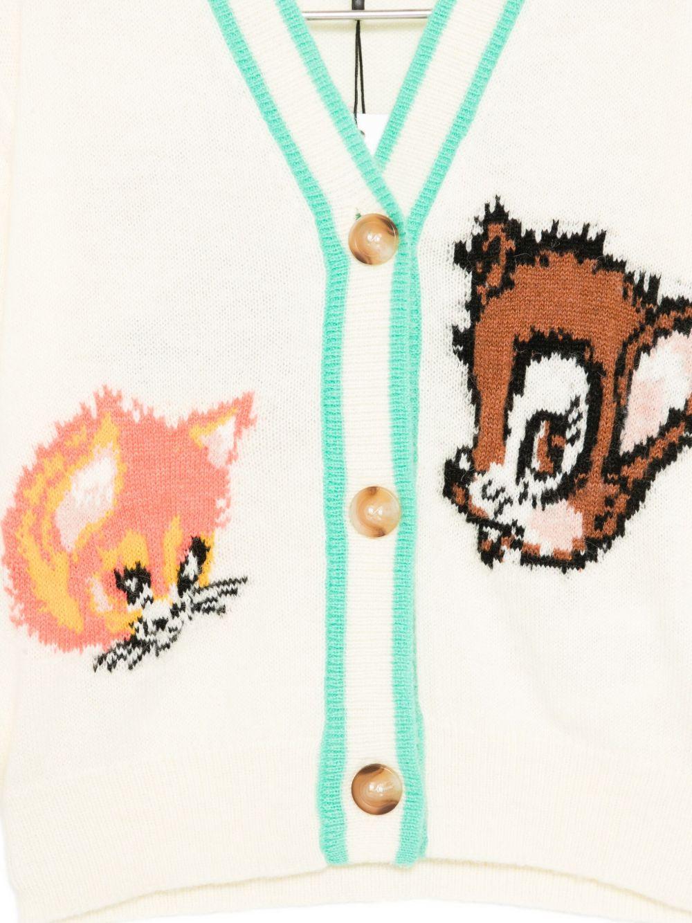 Cardigan per bambina Molo color crema ricamato con animali 2W25K304 5498 MOLO 