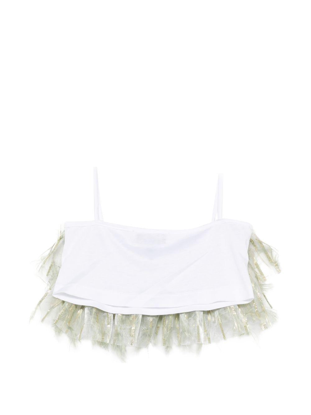 Top per bambina A'lapage verde con dettaglio frange 25SAGTOP00090 OLIVA A'LAPAGE 