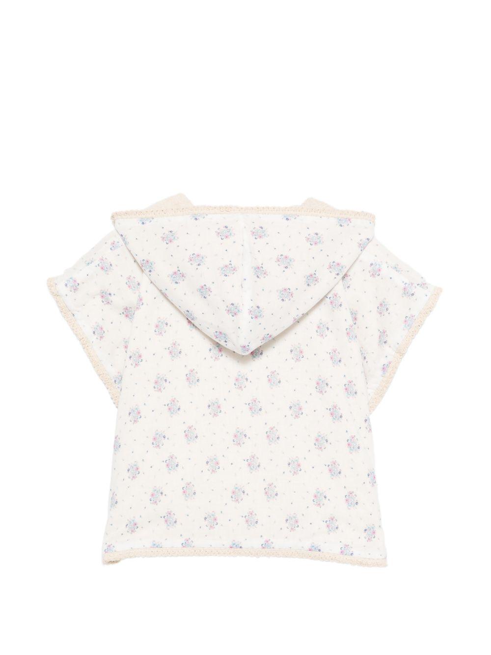 Accappatoio per neonata Louise Misha Kids bianco con stampa a fiori all-over FBI-S26-B0251 CREAM LOUISE MISHA KIDS 