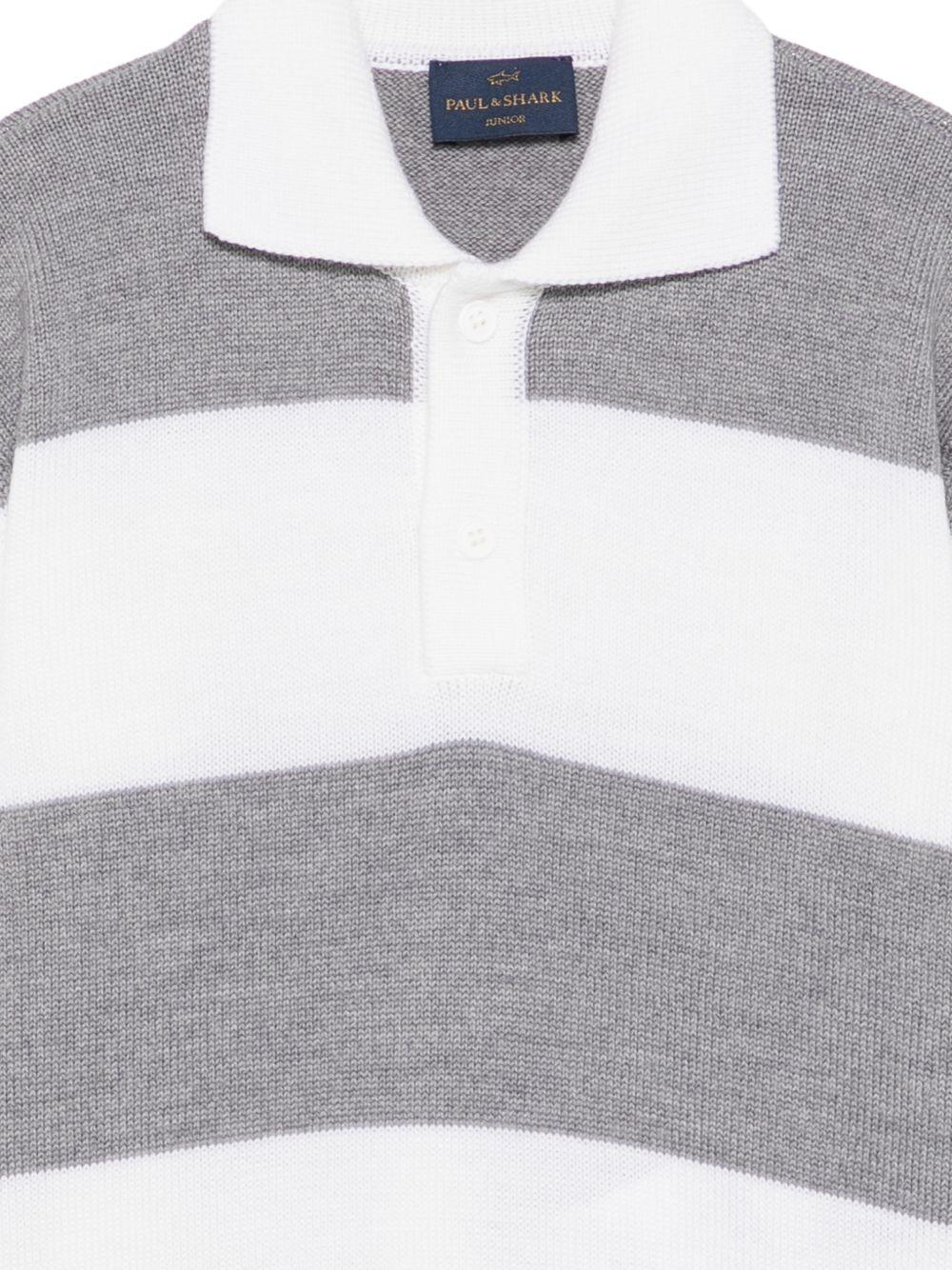 Maglione per bambino Paul & Shark Kids bianco e grigio con motivo a righe WUW007LHE88 81156 PAUL & SHARK KIDS 