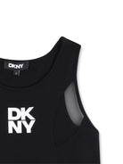 Canotta per bambina Dkny Kids nero con inserti in rete D62616 09B DKNY KIDS 