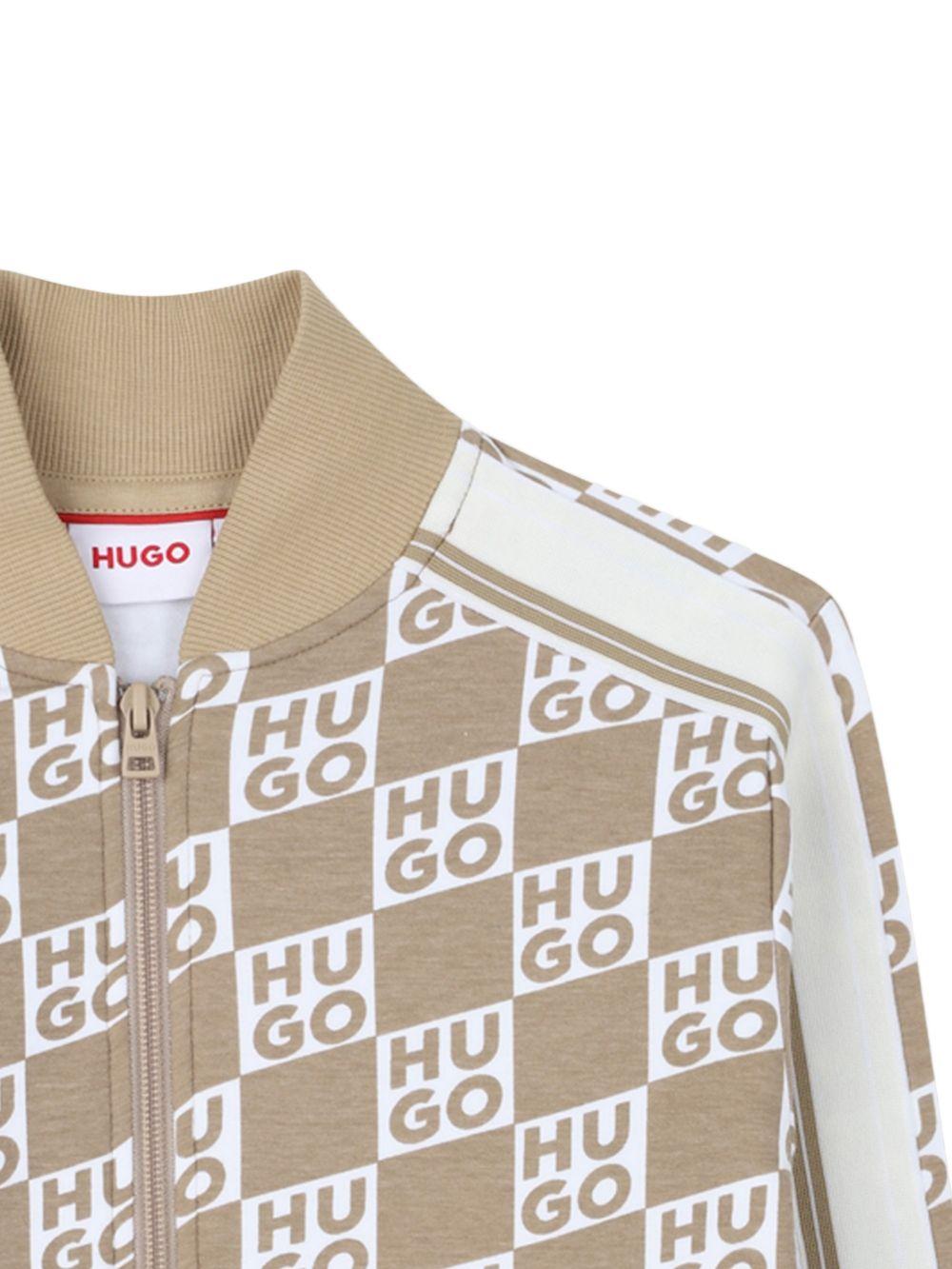 Felpa per bambino Hugo Kids beige con stampa logo all-over G01005 23B Hugo KIDS 